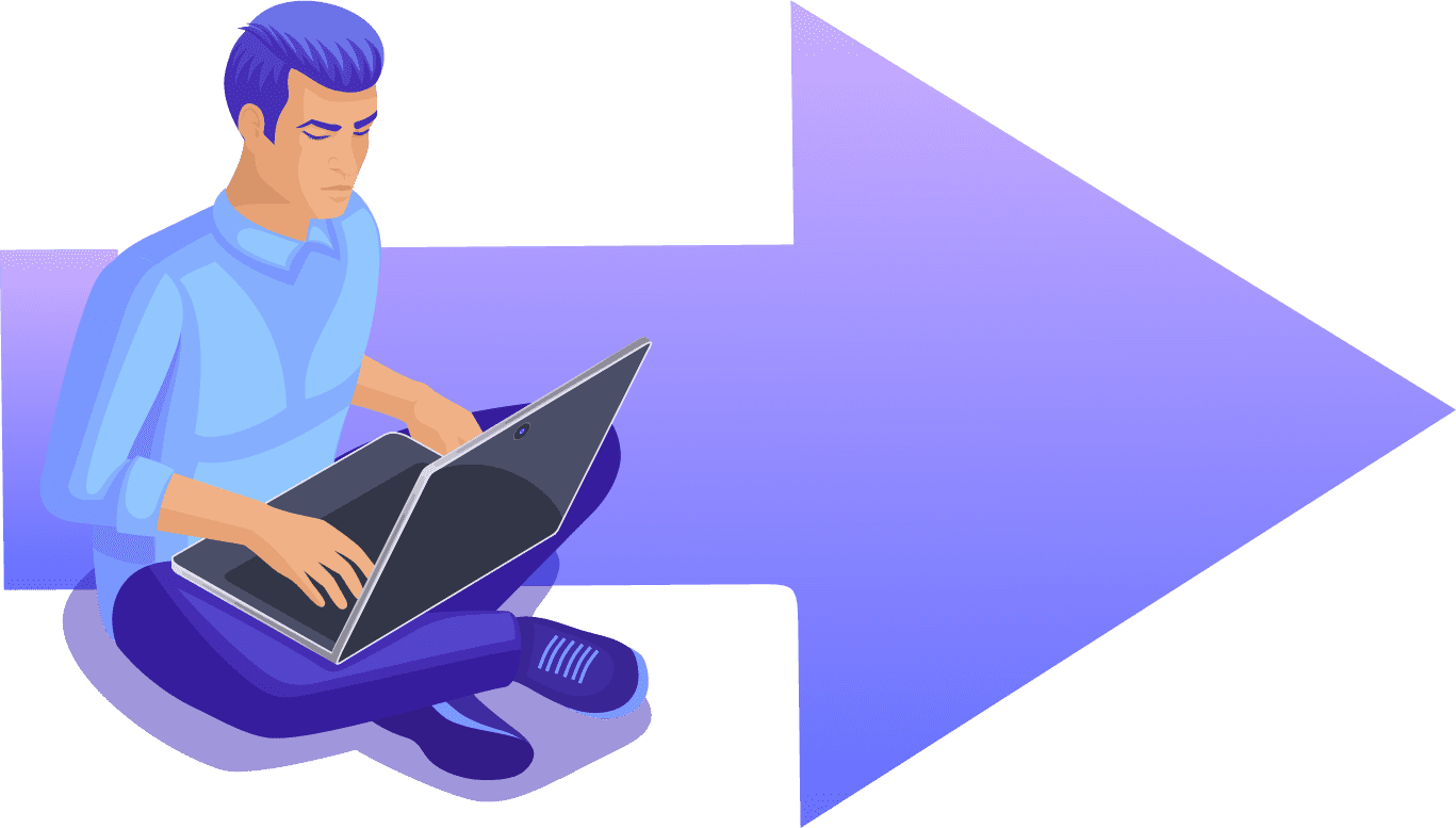 cyber security illustration. Man working on laptop